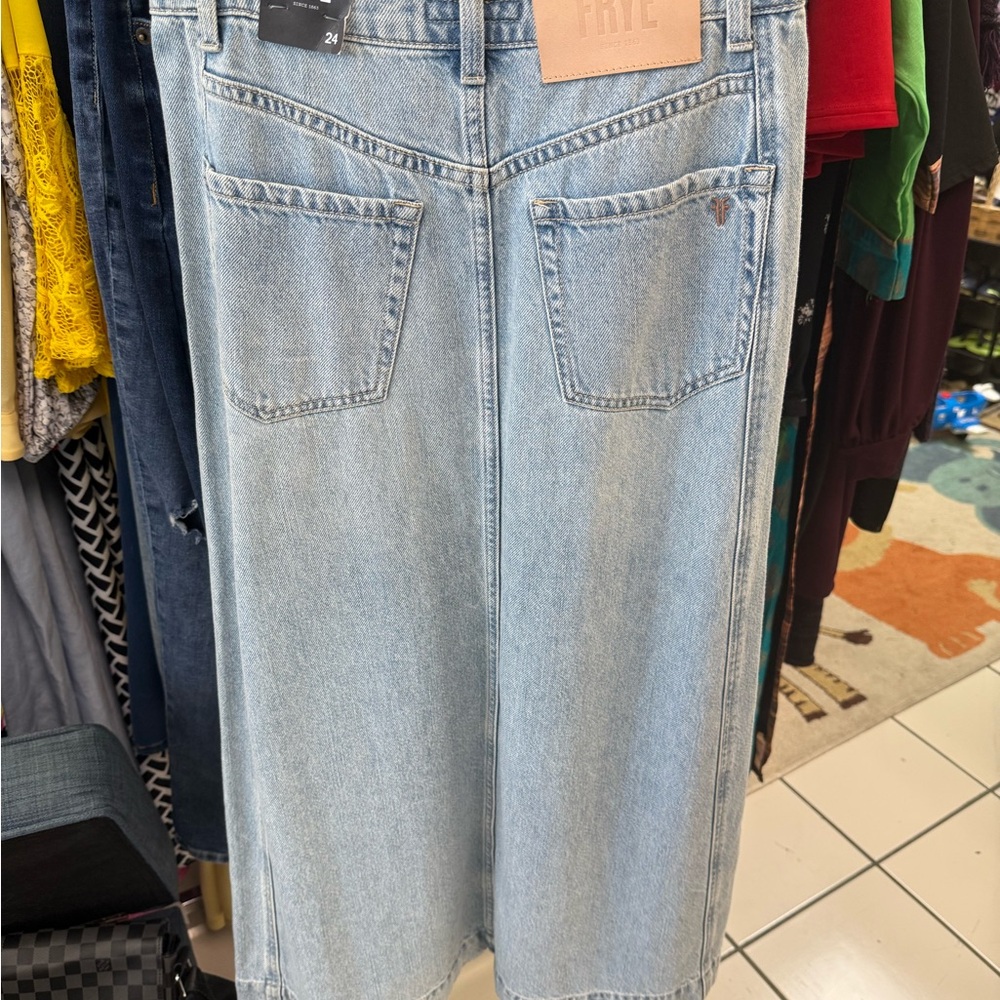 Frye Light Blue Denim Maxi Skirt